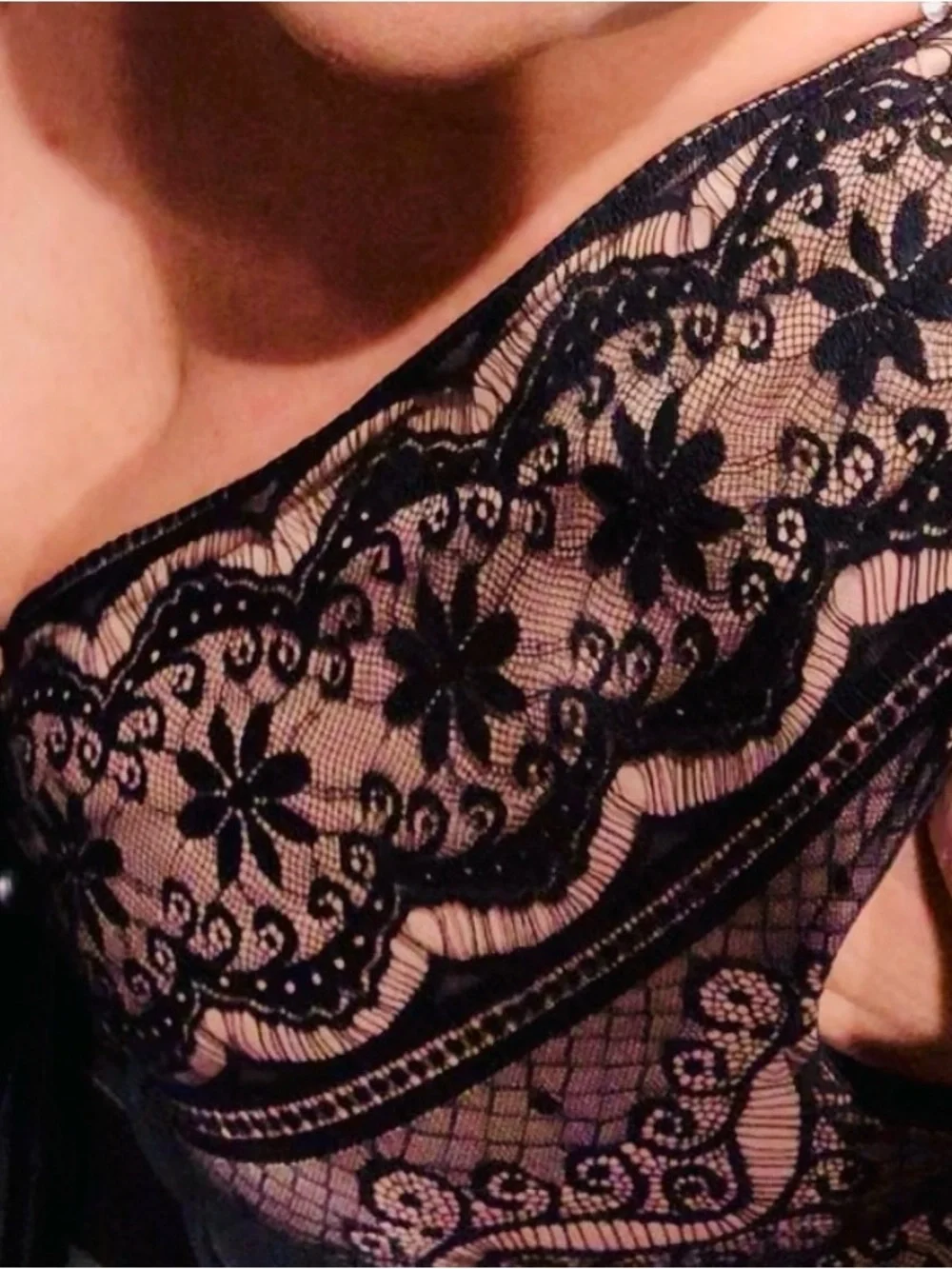 Jessica Howard Black Lace Dress with Nude Lining - Picture 6 of 6